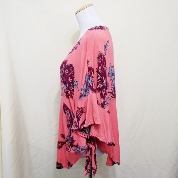 Free People Maui Wowie blouse coral pink floral - Picture 4 of 8